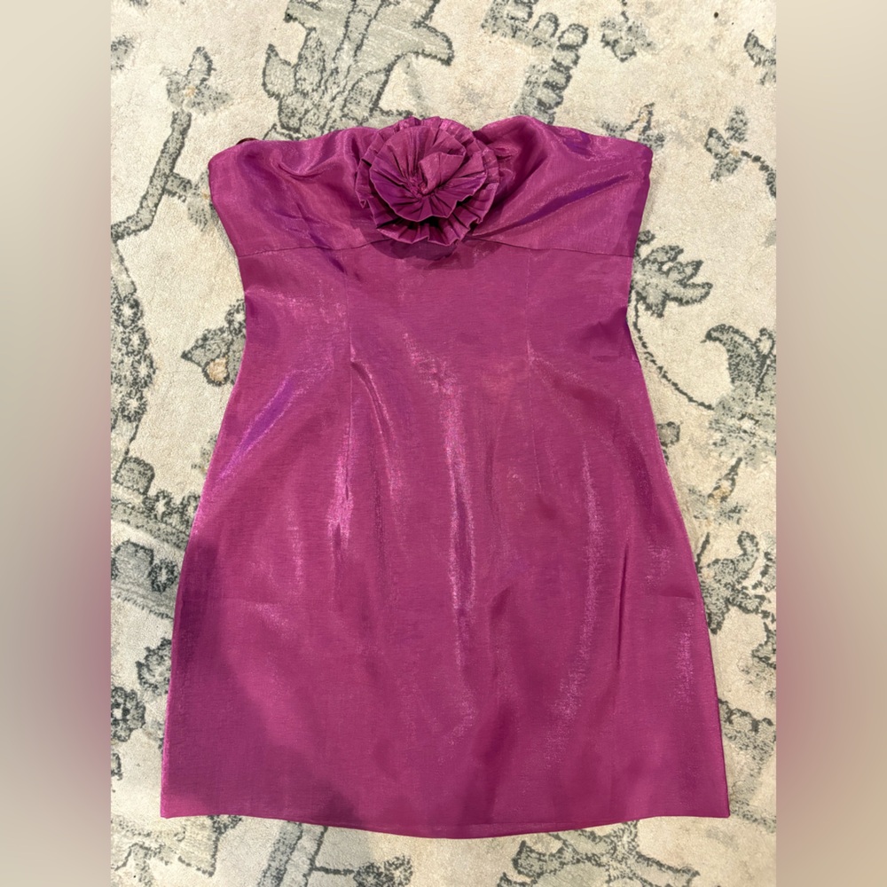 Shimmering taffeta Pink Strapless Dress A line